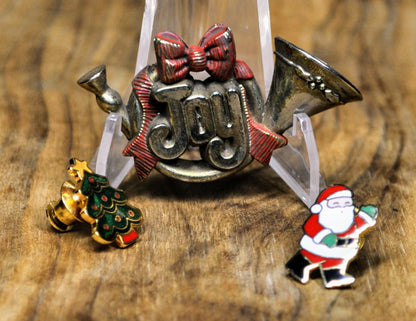 Lot of 3 Vintage 1983 Hallmark Christmas Pins - Holiday Lapel Pins and Brooch - Hallmark Santa Christmas Tree Pins Lot
