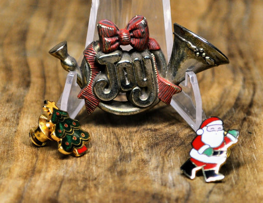 Lot of 3 Vintage 1983 Hallmark Christmas Pins - Holiday Lapel Pins and Brooch - Hallmark Santa Christmas Tree Pins Lot