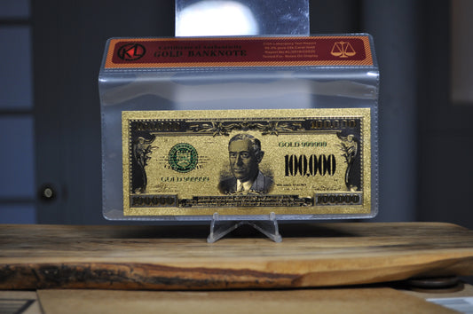 Wilson 100,000 Dollar 24K Gold Bank note