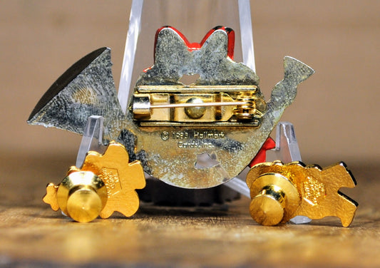 Lot of 3 Vintage 1983 Hallmark Christmas Pins - Holiday Lapel Pins and Brooch - Hallmark Santa Christmas Tree Pins Lot