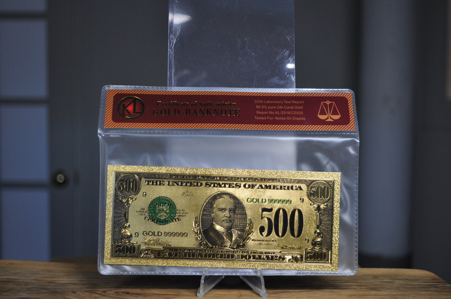 McKinley $500 Gold Banknote with COA