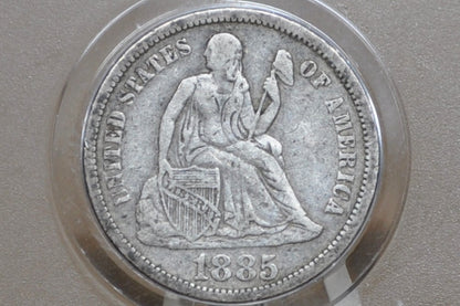 1885 Seated Liberty Dime - XF - Great Coin For a Collection  - 1885 Silver Dime / 1885 Liberty Seated Dime - US Historic Coin