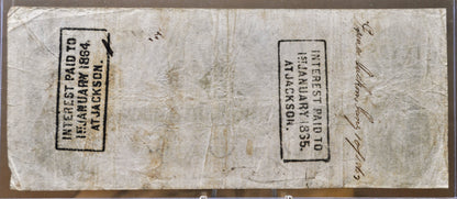 1862 Confederate States 100 Dollar Note - Interest Paid Stamps on Reverse - 1862 Civil War CSA One Hundred Dollar Banknote - CS-41/T-41