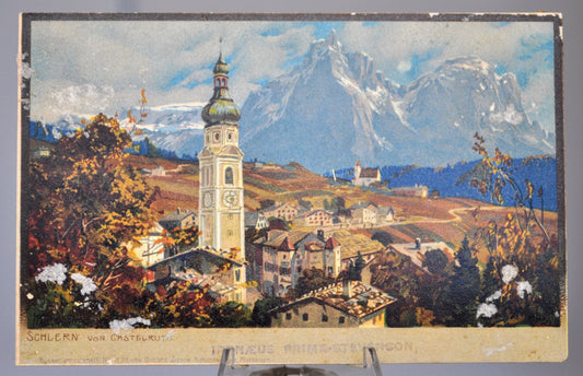 1900s Schlern von Castelruth Italy Ottmar Zieher Artist Postcard - Schlern Mountains - Antique Kastelruth Italian Lithograph Postcard
