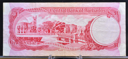 1973 Central Bank of Barbados 1 Dollar Banknote - C. Blackman Signature - Prescod Banknote - 1973 Barbados One Dollar Note - P#29a