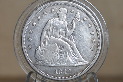 1842 Seated Liberty Dollar - XF, Nice Coin - 1842 Liberty Seated Silver Dollar - Authentic - Scarce Coin Type, Rare, 1842 Dollar 1842