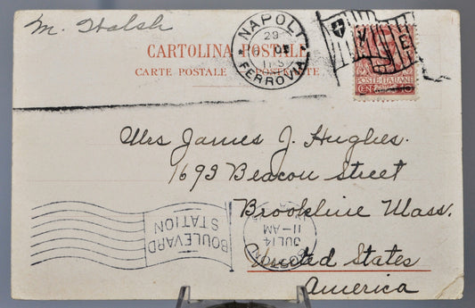 1905 Napoli Italy Panorama Artist Postcard - Naples Coast Mt. Vesuvius Scene - Antique Richter & Co Naples Italian Lithograph Postcard