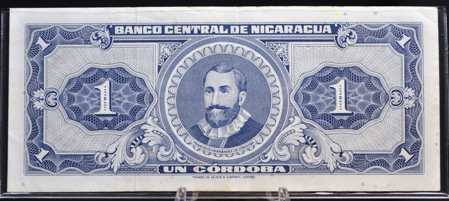 1968 Central Bank of Nicaragua 1 Cordoba Note - Series B - 3 Signatures Type - 1968 Nicaraguan Un One Cordoba Banknote - P#115a