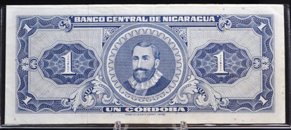 1968 Central Bank of Nicaragua 1 Cordoba Note - Series B - 3 Signatures Type - 1968 Nicaraguan Un One Cordoba Banknote - P#115a
