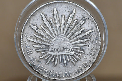 1894 Silver 8 Reales Mexico - XF - Mexican Eight Reales Silver Mexican Coin 1894