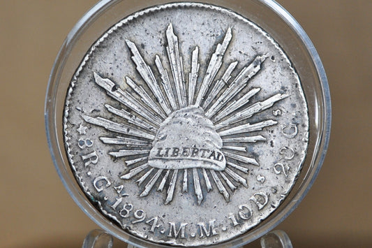 1894 Silver 8 Reales Mexico - XF - Mexican Eight Reales Silver Mexican Coin 1894