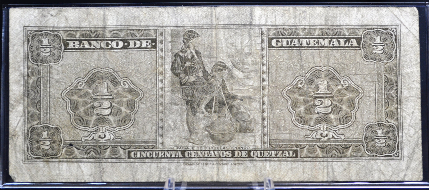 1969-70 Banco de Guatemala 50 Centavos de Quetzal Note - Choose by Year - 1970 Guatemalan Half Quetzal Banknote - P#51f P#51g