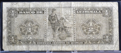 1969-70 Banco de Guatemala 50 Centavos de Quetzal Note - Choose by Year - 1970 Guatemalan Half Quetzal Banknote - P#51f P#51g