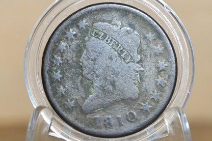 1810 Large Cent - G+ (Good) - Rare, Great Type Coin - US Large Cent 1810 One Cent US - Great Type Coin