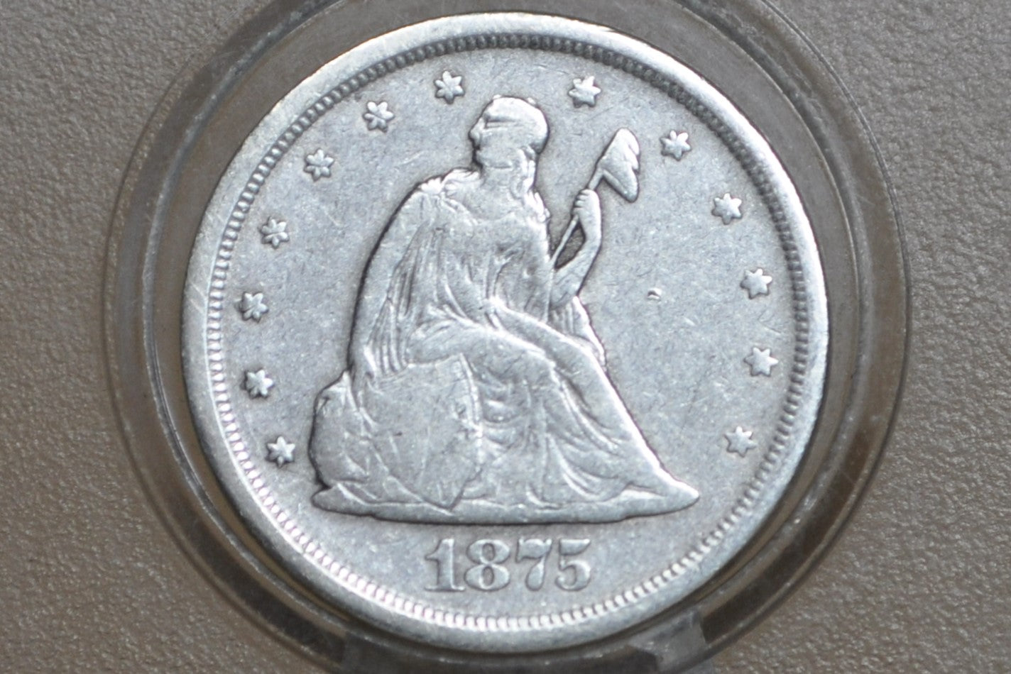 1875-S 20 Cent Piece - Fine, Cleaned - Rare US Coin Type, Only 3 Years Minted - 1875 Silver Twenty Cent Coin