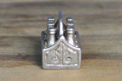 Sterling Silver Beer Six-Pack Charm - Vintage Beer Six Pack Pendant - Antique Beer Charm