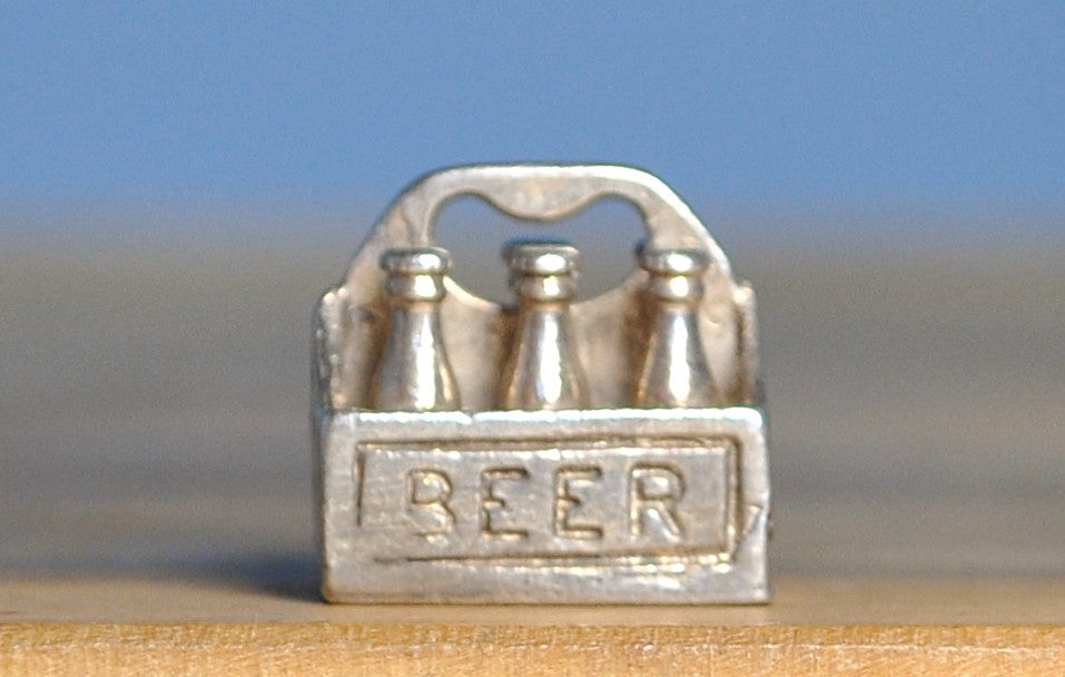 Sterling Silver Beer Six-Pack Charm - Vintage Beer Six Pack Pendant - Antique Beer Charm