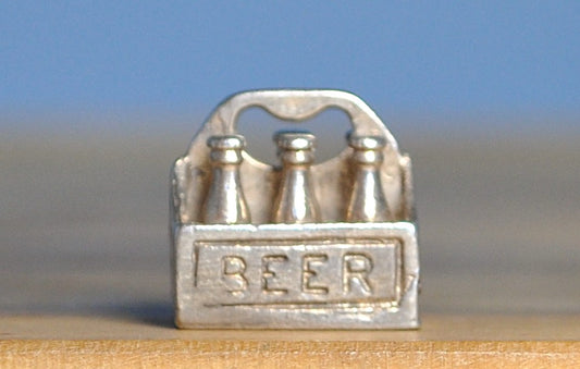 Sterling Silver Beer Six-Pack Charm - Vintage Beer Six Pack Pendant - Antique Beer Charm