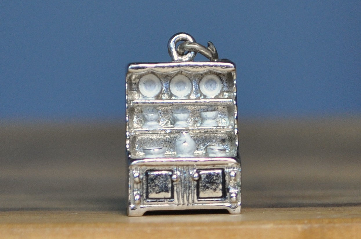 Sterling Silver Kitchen Cabinet Furniture Charm - Antique Kitchen Cabinetry Furniture Pendant