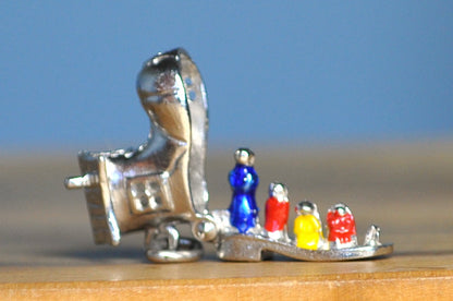 Old Woman Who Lived In A Shoe Mechanical Sterling Silver Charm - Sterling Silver Family Living in A Shoe Pendant