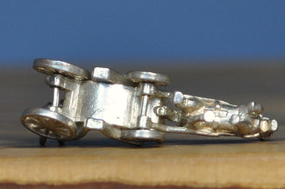 Antique Sterling Silver Horse Drawn Carriage Charm - Vintage Horse Drawn Carriage Sterling Silver Pendant