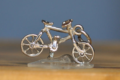 Antique Sterling Silver Bicycle Pendant - Vintage Bike In Sterling Silver Charm