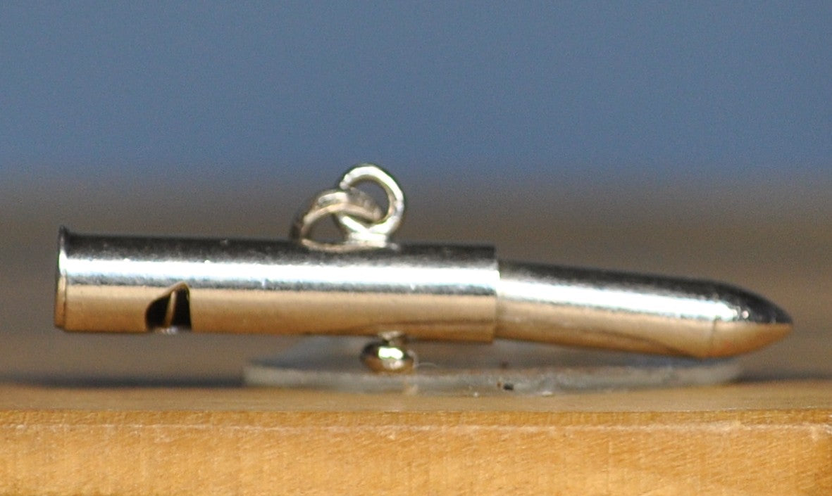 Antique Sterling Silver Bullet With Spring Charm -Vintage Moveable Bullet Pendant Retractable