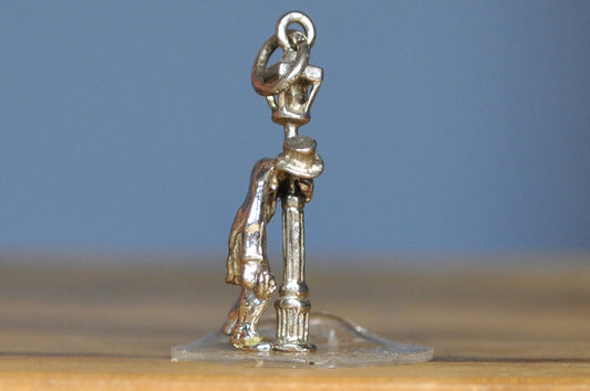 Antique Sterling Silver Drunk Man On A Lamppost Charm - Vintage Sterling Mardi Gras Tipsy Drinking Man - Hollywood & Vine Charm