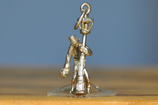 Antique Sterling Silver Drunk Man On A Lamppost Charm - Vintage Sterling Mardi Gras Tipsy Drinking Man - Hollywood & Vine Charm