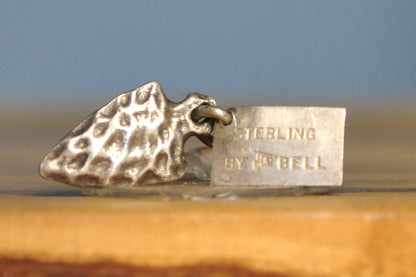 Antique Sterling Silver Arrowhead By Bell Charm - Vintage Oklahoma Arrowhead Pendant