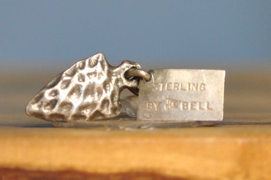 Antique Sterling Silver Arrowhead By Bell Charm - Vintage Oklahoma Arrowhead Pendant