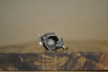 Vintage Sterling Silver Articulating Teapot with Pearl Charm - Stamped and Tested Sterling Silver - Signed N - Victorian Charms