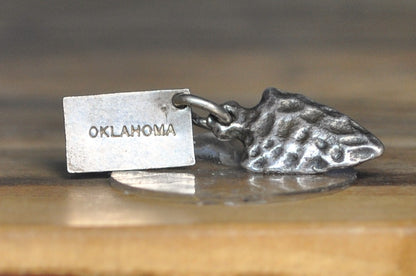Antique Sterling Silver Arrowhead By Bell Charm - Vintage Oklahoma Arrowhead Pendant