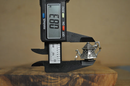 Vintage Sterling Silver Articulating Teapot with Pearl Charm - Stamped and Tested Sterling Silver - Signed N - Victorian Charms