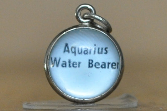 Sterling Silver Lucite Aquarius Pendant - Tested Sterling Silver - Astrology Pendant