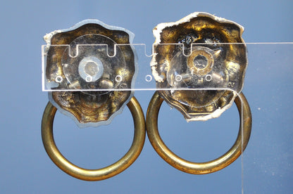 Antique Lion Head Drawer Pulls - Vintage Brass Lion Head Handles - Brass Lion Head Knobs With Blue Crystal Eyes