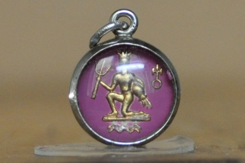 Sterling Silver Lucite Aquarius Pendant - Tested Sterling Silver - Astrology Pendant