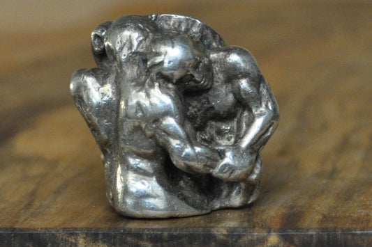Vintage Sterling Silver Figural Men's Ring of Two Wrestlers - Size 7 - Stamped and Tested Sterling Silver - Soldered Rings - Amazing Detail