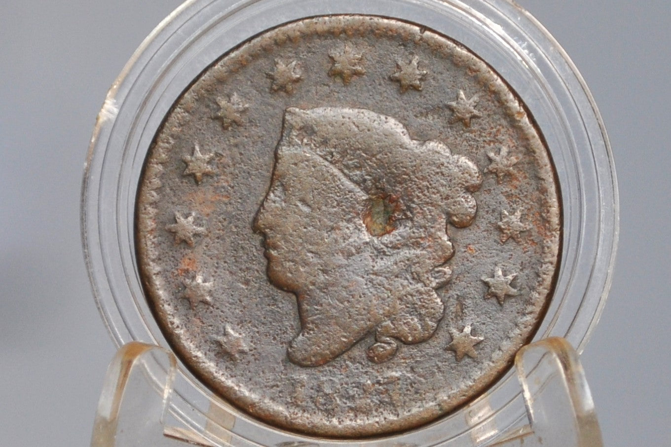 1827 Matron Head Large Cent - G (Good) Grade / Condition - 1827 Liberty Head Cent - 1827 US Large Cent - Matron Head 1816 to 1835