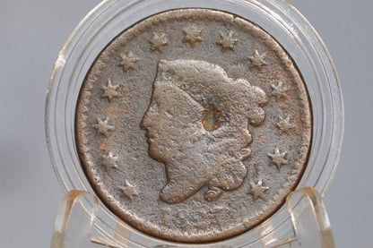 1827 Matron Head Large Cent - G (Good) Grade / Condition - 1827 Liberty Head Cent - 1827 US Large Cent - Matron Head 1816 to 1835