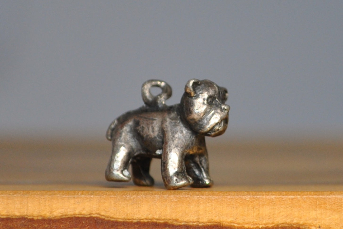 Funny Looking Silver Bulldog Charm - Tested Sterling Silver - Ugly Cute Dog Charm