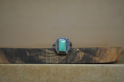 Art Deco Green Turquoise Ring - Size 7 - Tested Sterling Silver - Native American Jewelry