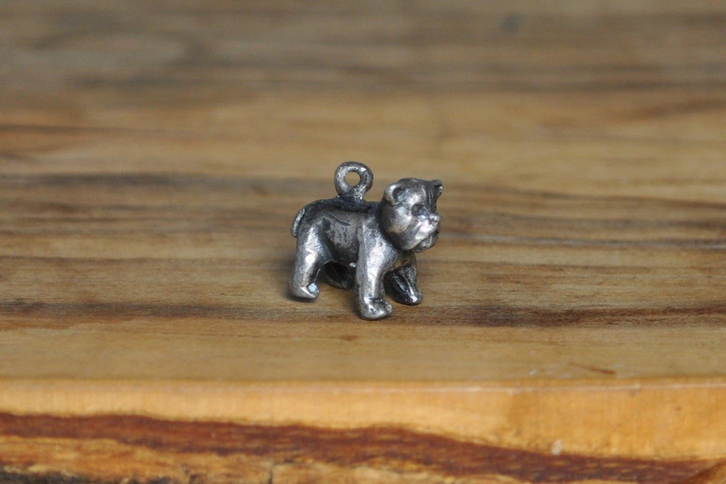 Funny Looking Silver Bulldog Charm - Tested Sterling Silver - Ugly Cute Dog Charm