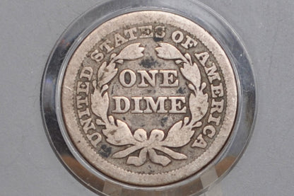 1858 Seated Dime - G (Good) - 1858 Seated Liberty Dime - Early American Coin - 1858 Silver Dime Liberty Seated 1858, Better Date!
