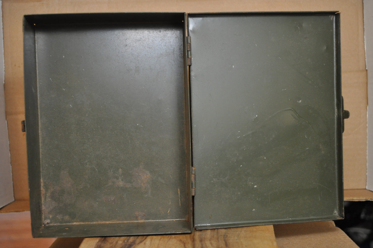Antique Esco Military First Aid Kit - Military Medical Box - Empty Metal Box with Latch
