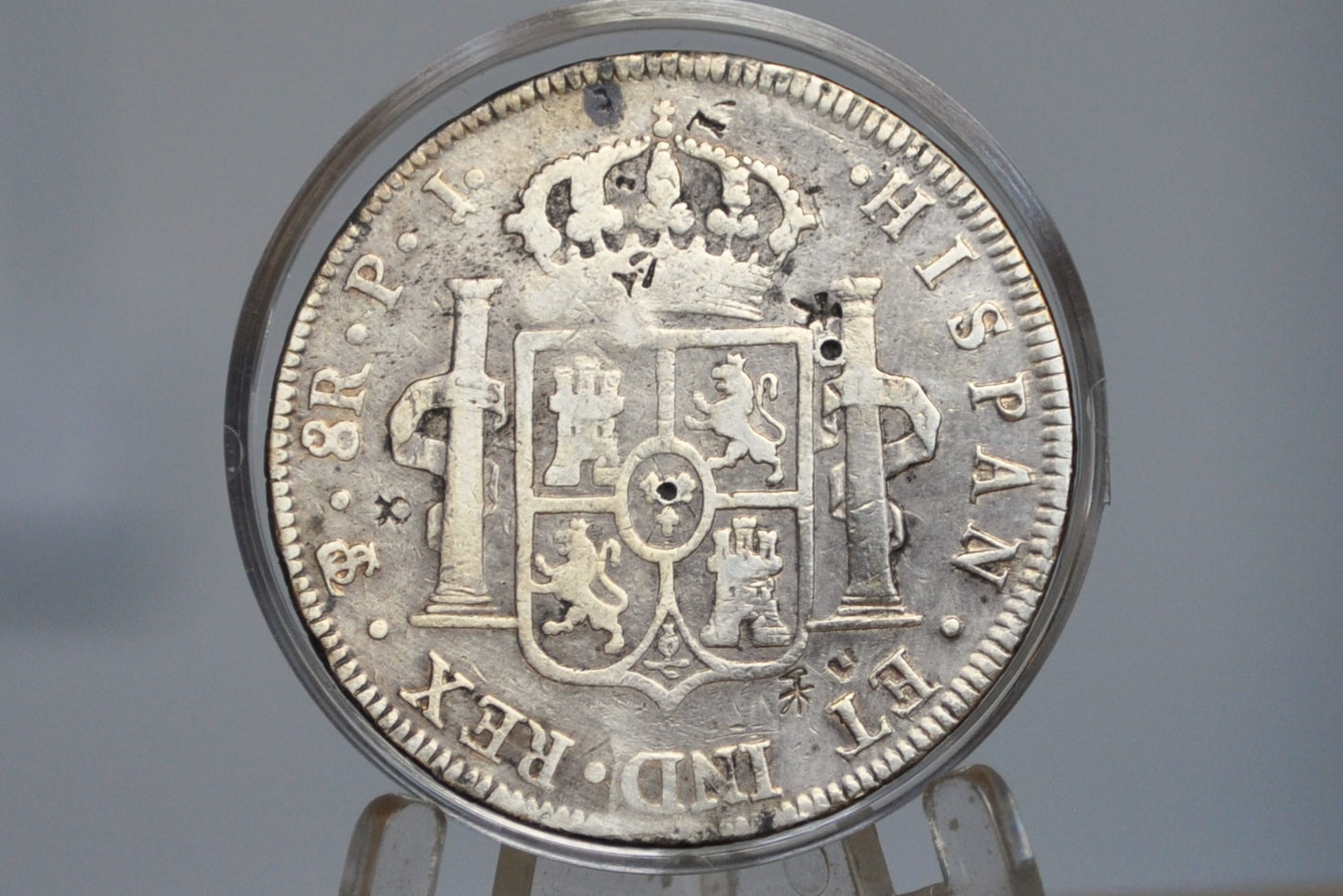1803 Spanish 8 Reales, Bolivia PTS PJ - Chopmarked, Fine+ Details  - Wicked Cool Chop Marked 8 Reale - Spanish Silver Colonial Era Coin 1803 Eight Reales Bolivia