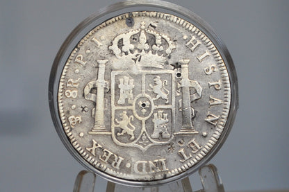 1803 Spanish 8 Reales, Bolivia PTS PJ - Chopmarked, Fine+ Details  - Wicked Cool Chop Marked 8 Reale - Spanish Silver Colonial Era Coin 1803 Eight Reales Bolivia