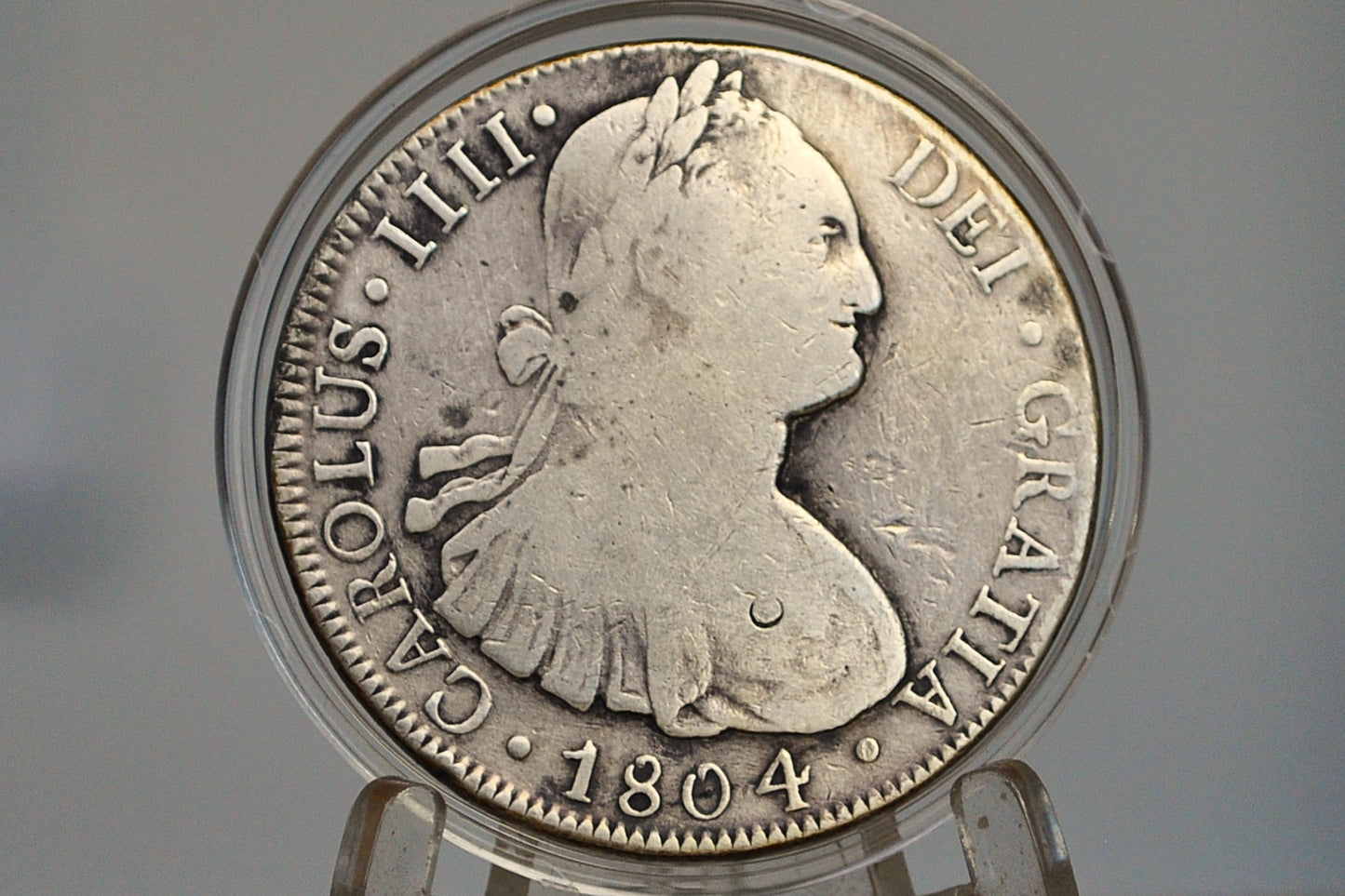 1804 Spanish 8 Reales, Bolivia PTS PJ - Chopmarked, VF Details  - Chopmarked 8 Reale - Spanish Silver Colonial Era Coin 1804 Eight Reales Bolivia