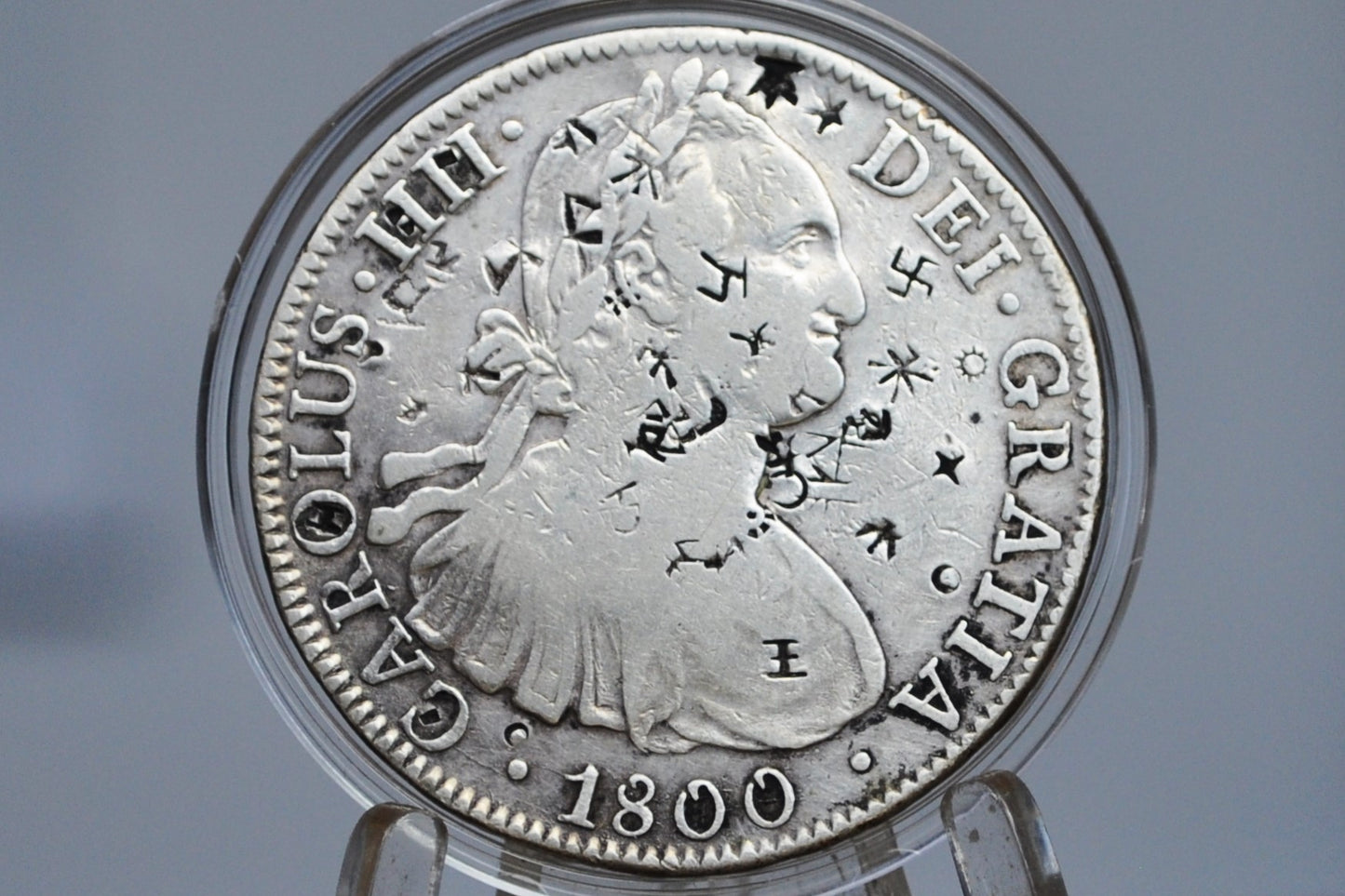 1800 Spanish 8 Reales, Mexico Mo FM - Tons of Chopmarks, VF Details  - Wicked Cool Chop Marked 8 Reale - Spanish Silver Colonial Era Coin 1800 Eight Reales Mexico