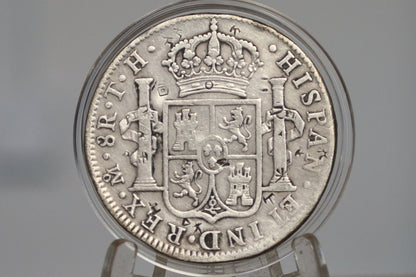 1808 Spanish 8 Reales, Mexico Mo FM - Chopmarked, XF Details  - Wicked Cool Chop Marked 8 Reale - Spanish Silver Colonial Era Coin 1808 Eight Reales Mexico